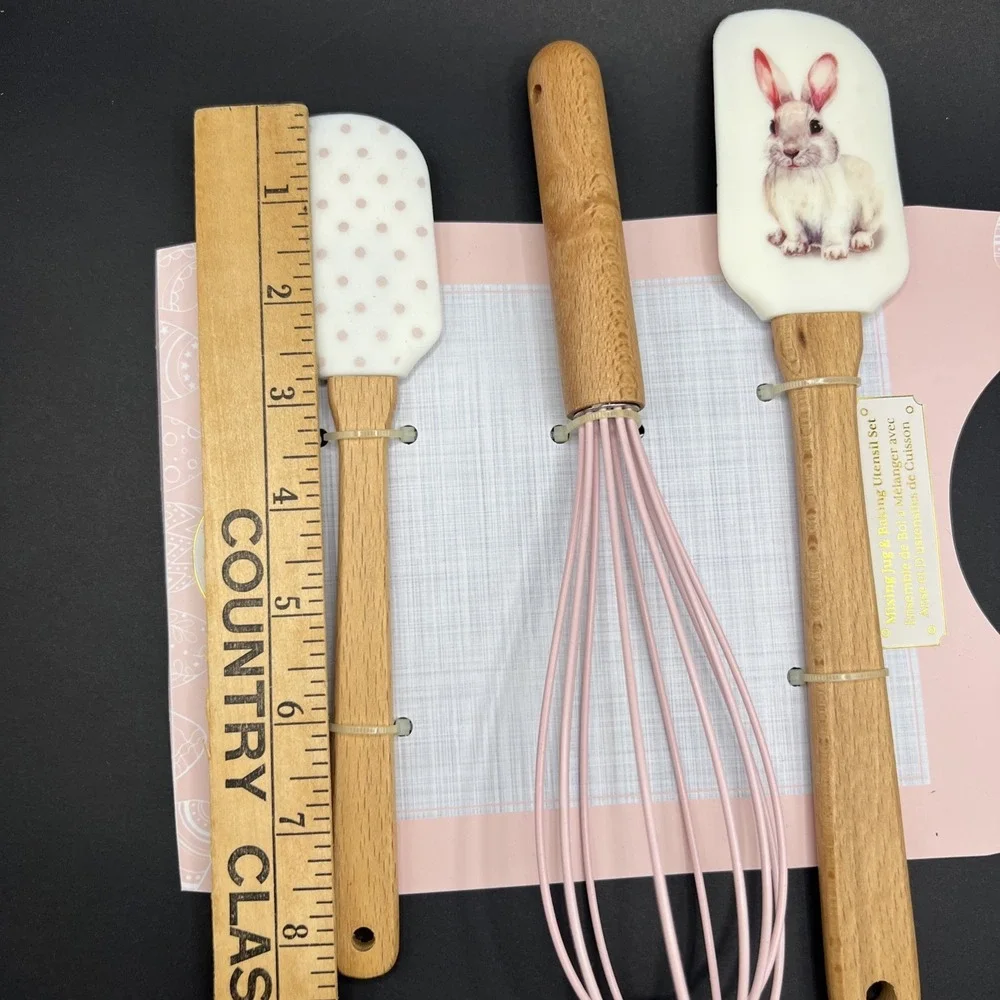 Bakeshop By Masterclass Baking Utensil Set Bunny Rabbit Whisk & Spatulas‎